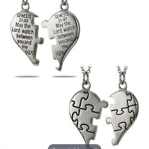 Shields Of Strength Stainless Steel Puzzle Piece Split Heart Necklace-Genesis 31